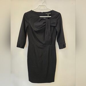 Sandra ANGELOZZI Elegant Black Long Sleeve Dress with Bow Detail